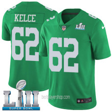 Youth Philadelphia Eagles #62 Jason Kelce Limited Green Super Bowl Rush Vapor Jersey Bestplayer
